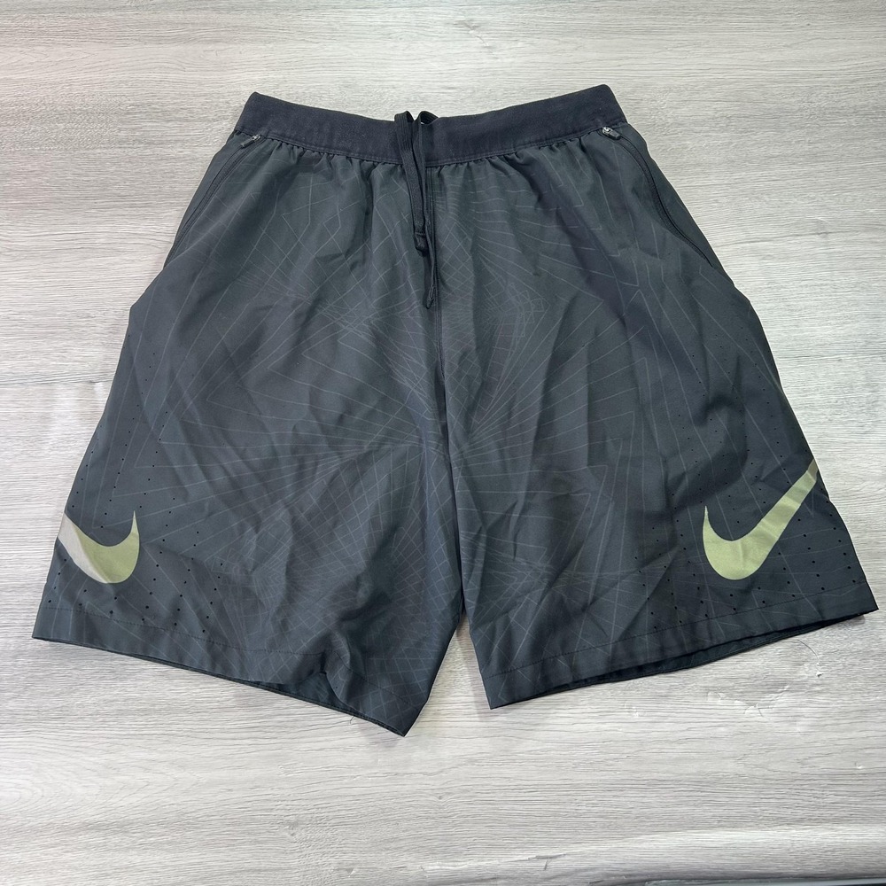 Nike Shorts Mens Small Black Green Woven Football Athletic Gym Running 804338